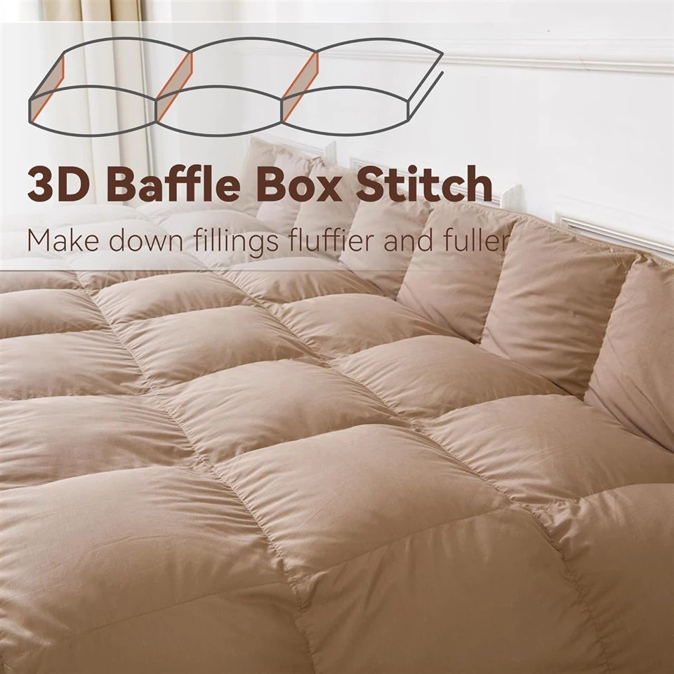 All-Season 75% Down Comforter King Size, Fluffy Duvet Insert With 8 Corner Tabs, Down Proof Cotton Blended Fabric And 3D Baffle Box Construction All-Season 75% Down Comforter King Size, Fluffy Duvet Insert With 8 Corner Tabs, Down Proof Cotton Blended Fabric And 3D Baffle Box Construction