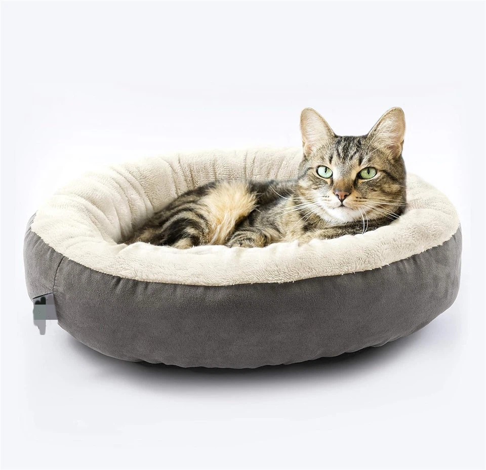 Cat And Dog Cushion Bed,Round Donut Pet Bed For Cats Or Small Dogs